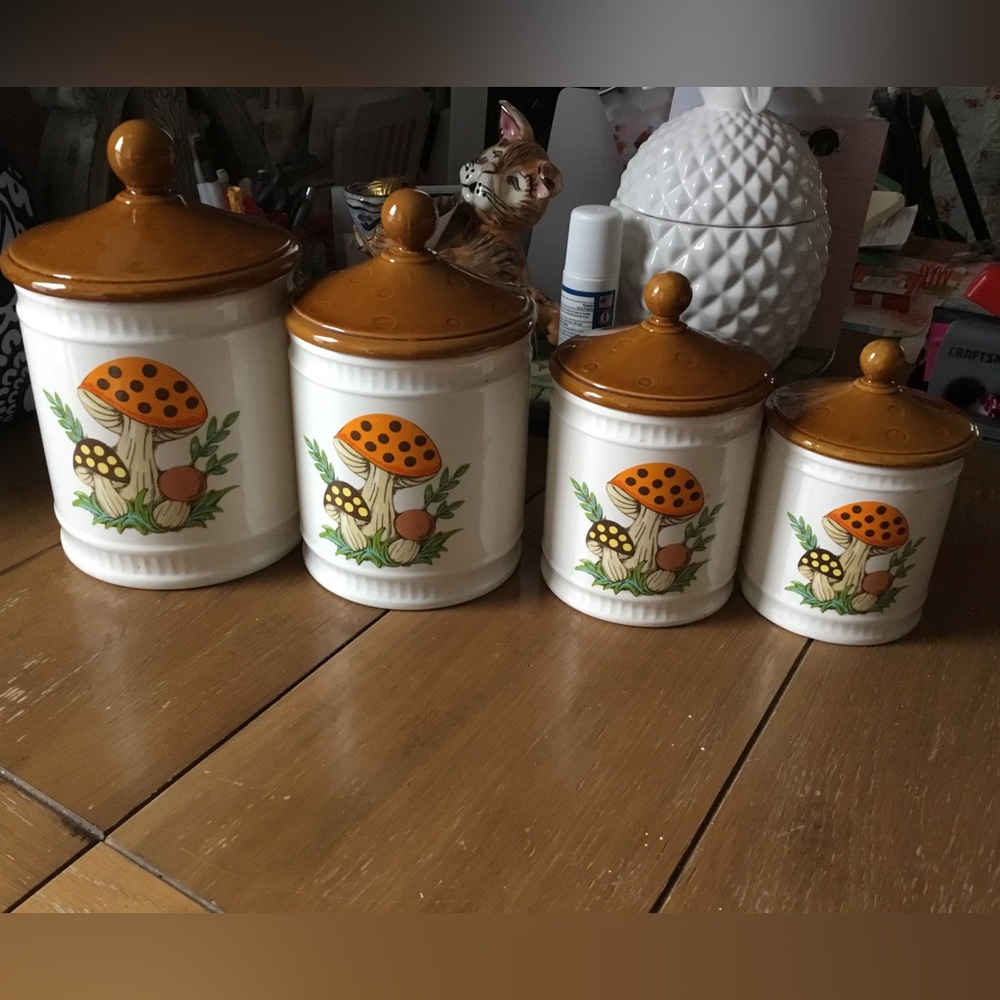 Sears Roebuck and Co 1982 Mushroom Canister set 4 EUC